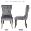 TOPMAX Victorian Dining Chair Button Tufted Armless Chair Upholstered Accent Chair; Nailhead Trim; Chair Ring Pull Set of 2 (Grey)