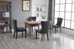 TOPMAX Victorian Dining Chair Button Tufted Armless Chair Upholstered Accent Chair; Nailhead Trim; Chair Ring Pull Set of 2 (Grey)