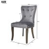 TOPMAX Victorian Dining Chair Button Tufted Armless Chair Upholstered Accent Chair; Nailhead Trim; Chair Ring Pull Set of 2 (Grey)
