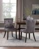 TOPMAX Victorian Dining Chair Button Tufted Armless Chair Upholstered Accent Chair; Nailhead Trim; Chair Ring Pull Set of 2 (Grey)