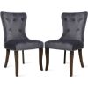 TOPMAX Victorian Dining Chair Button Tufted Armless Chair Upholstered Accent Chair; Nailhead Trim; Chair Ring Pull Set of 2 (Grey)