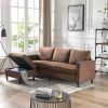 Sectional Sofa with Handy Side Pocket; Living Room L-Shape 3-Seater Couch with Movable Ottoman for Small Space