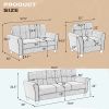 Living Room Sofa Set Linen Upholstered Couch Furniture for Home or Office (1+2+3 Seat)