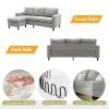 Sectional Sofa with Handy Side Pocket; Living Room L-Shape 3-Seater Couch with Movable Ottoman for Small Space
