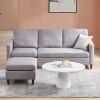 Reversible Sectional Sofa with Handy Side Pocket,Living Room L-Shape 3-Seater Couch with Modern Linen Fabric for Small Space