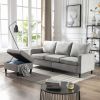 Sectional Sofa with Handy Side Pocket; Living Room L-Shape 3-Seater Couch with Movable Ottoman for Small Space