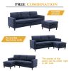 Sectional Sofa with Handy Side Pocket; Living Room L-Shape 3-Seater Couch with Movable Ottoman for Small Space