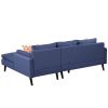 84.65" Modern Upholstered L-Shape Sofa Couch with Chaise and 2 Pillows; 3-Seater Couch with rubber wood legs for Living Room; Apartment; Small Space