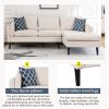 84.65" Modern Upholstered L-Shape Sofa Couch with Chaise and 2 Pillows; 3-Seater Couch with rubber wood legs for Living Room; Apartment; Small Space