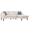 84.65" Modern Upholstered L-Shape Sofa Couch with Chaise and 2 Pillows; 3-Seater Couch with rubber wood legs for Living Room; Apartment; Small Space
