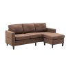 Sectional Sofa with Handy Side Pocket; Living Room L-Shape 3-Seater Couch with Movable Ottoman for Small Space