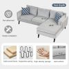 84.65" Modern Upholstered L-Shape Sofa Couch with Chaise and 2 Pillows; 3-Seater Couch with rubber wood legs for Living Room; Apartment; Small Space