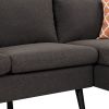 84.65" Modern Upholstered L-Shape Sofa Couch with Chaise and 2 Pillows; 3-Seater Couch with rubber wood legs for Living Room; Apartment; Small Space