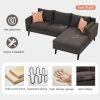 84.65" Modern Upholstered L-Shape Sofa Couch with Chaise and 2 Pillows; 3-Seater Couch with rubber wood legs for Living Room; Apartment; Small Space