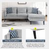 84.65" Modern Upholstered L-Shape Sofa Couch with Chaise and 2 Pillows; 3-Seater Couch with rubber wood legs for Living Room; Apartment; Small Space