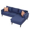 84.65" Modern Upholstered L-Shape Sofa Couch with Chaise and 2 Pillows; 3-Seater Couch with rubber wood legs for Living Room; Apartment; Small Space