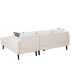 84.65" Modern Upholstered L-Shape Sofa Couch with Chaise and 2 Pillows; 3-Seater Couch with rubber wood legs for Living Room; Apartment; Small Space