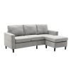 Sectional Sofa with Handy Side Pocket; Living Room L-Shape 3-Seater Couch with Movable Ottoman for Small Space