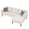 84.65" Modern Upholstered L-Shape Sofa Couch with Chaise and 2 Pillows; 3-Seater Couch with rubber wood legs for Living Room; Apartment; Small Space