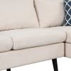 84.65" Modern Upholstered L-Shape Sofa Couch with Chaise and 2 Pillows; 3-Seater Couch with rubber wood legs for Living Room; Apartment; Small Space